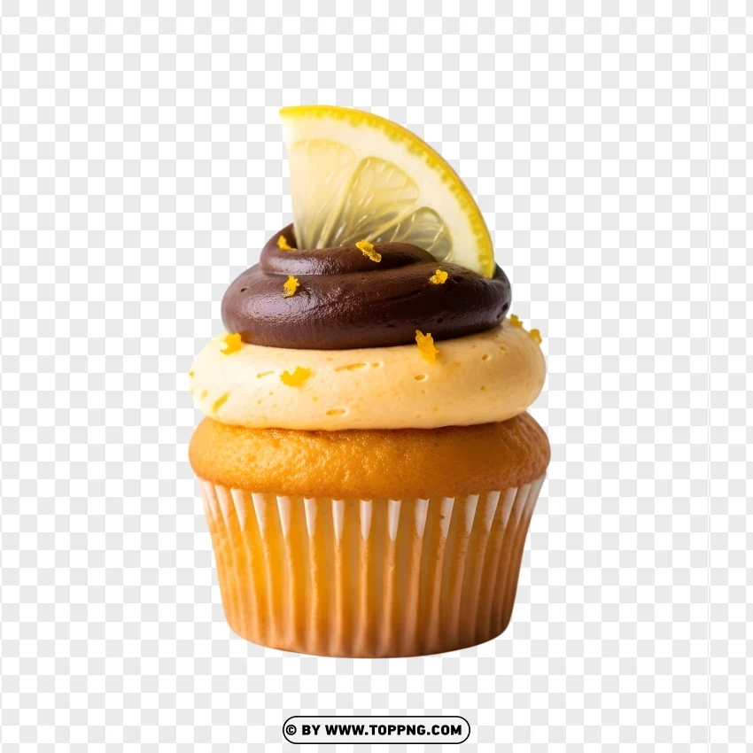 Lemon Cream Cupcake With Yellow Frosting PNG Transparent Background