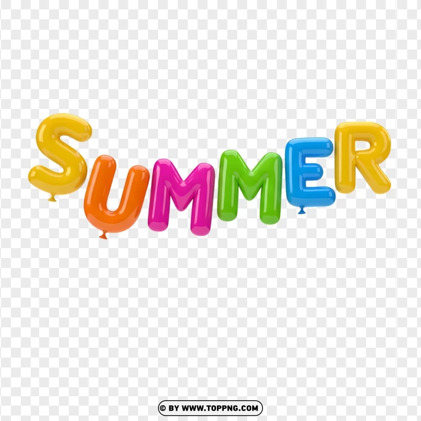 Colorful Balloon Letters Spelling Summer In 3d PNG Transparent Background