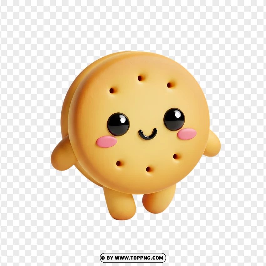 Charming Kawaii Cookie Character With Pink Cheeks PNG Transparent Background