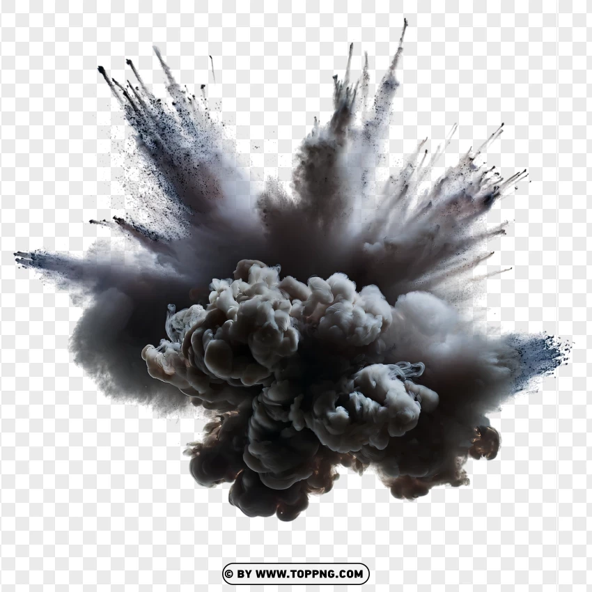 High-quality Black Smoke Explosion PNG Transparent Background