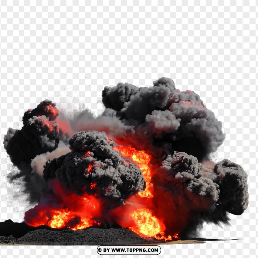 Large Explosion With Fiery Flames PNG Transparent Background