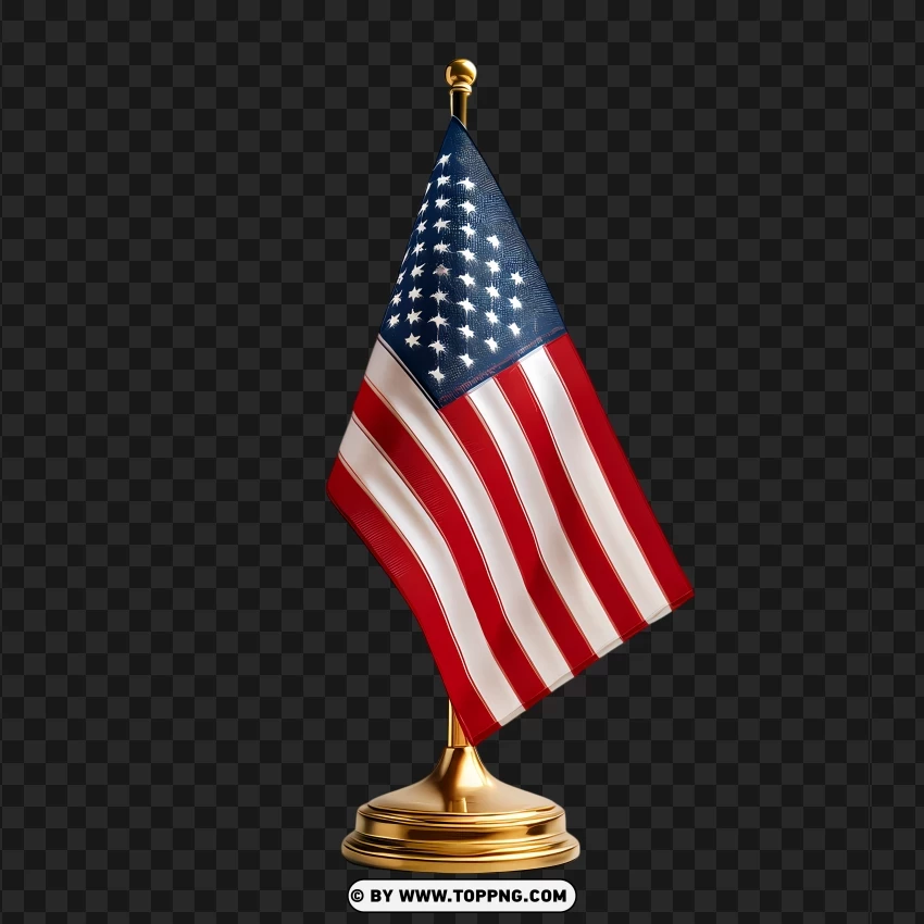 Miniature American Flag On Black Base PNG Transparent Background