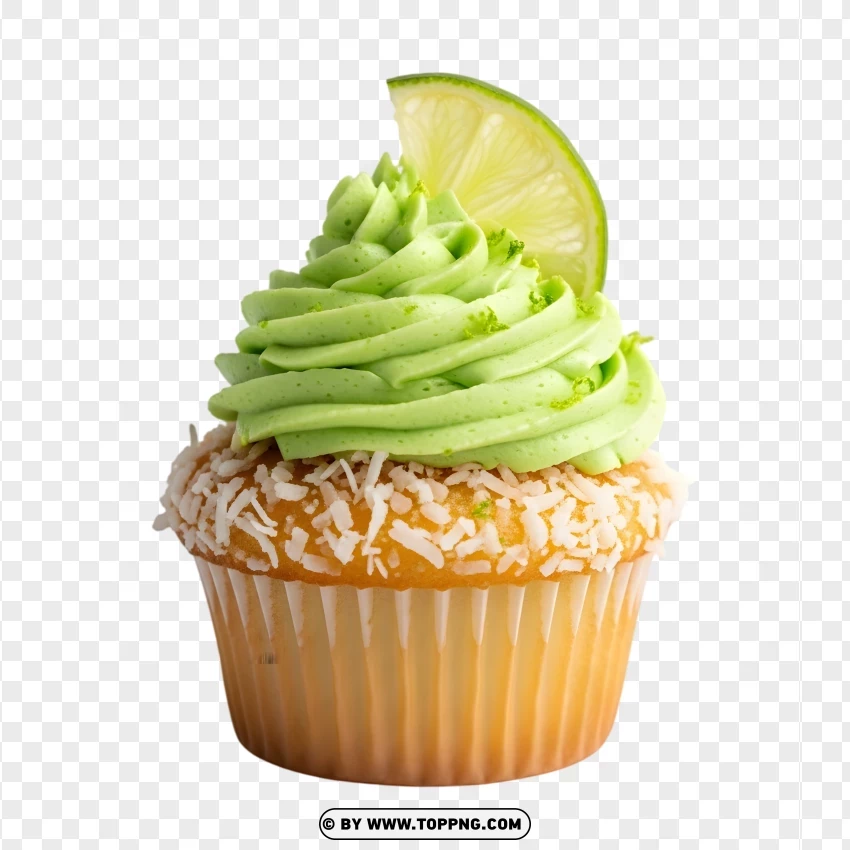 Lime Cupcake With Coconut Frosting PNG Transparent Background