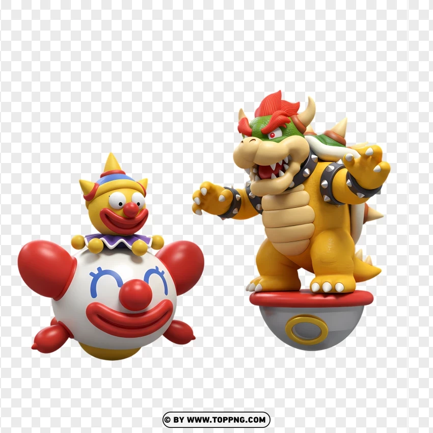 Mini Bowser Riding A Clown Car Render PNG Transparent Background