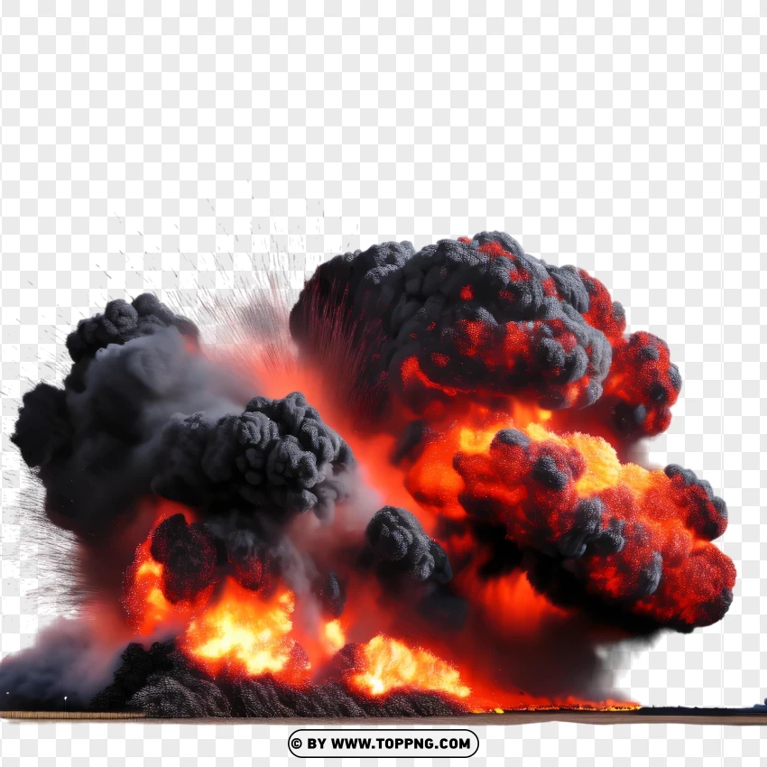 Bright Flame Explosion With Thick Smoke PNG Transparent Background