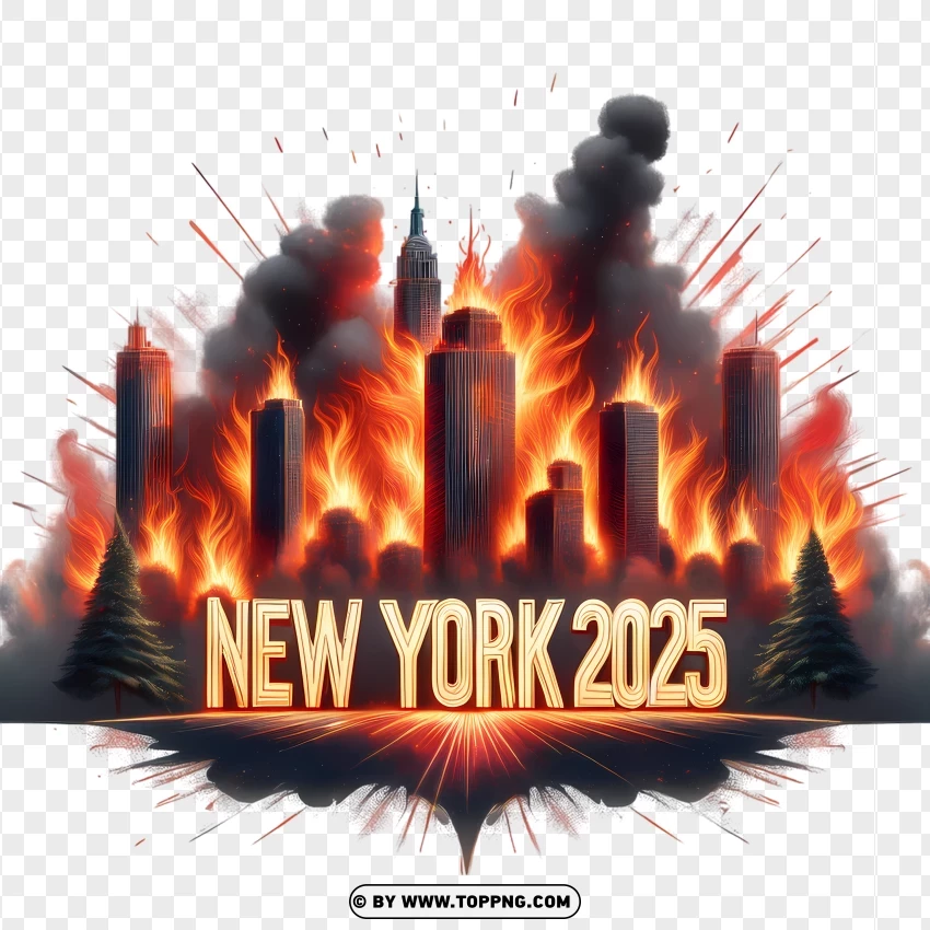 New York Fire Inferno 2025 PNG Transparent Background