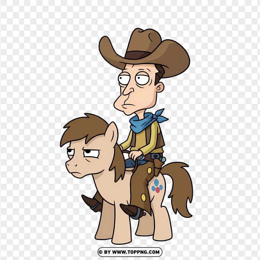 Glenn Quagmire Dressed As A Cowboy On A Horse PNG Transparent Background