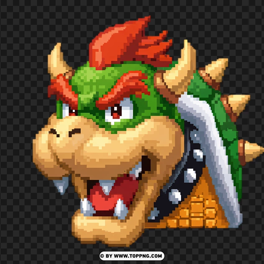 Bowser Face Close-up High-quality PNG Transparent Background