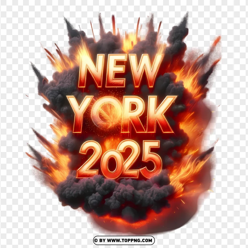 New York 2025 Fire Effect PNG Transparent Background