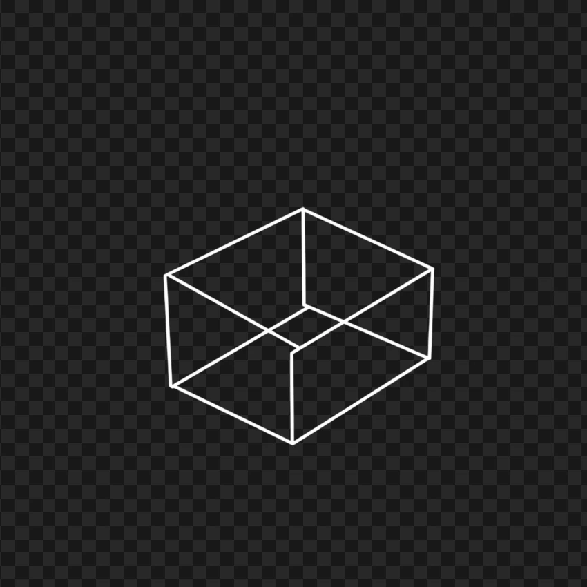 White Wireframe Cube PNG Transparent Background