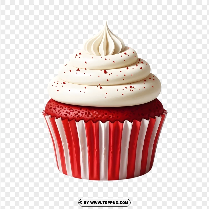 Red Velvet Cupcake With Vanilla Frosting PNG Transparent Background