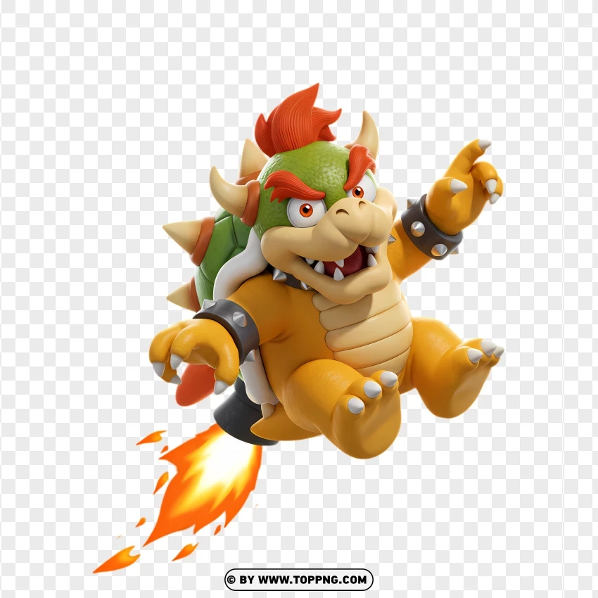 Mini Bowser Mid-jump Action PNG Transparent Background