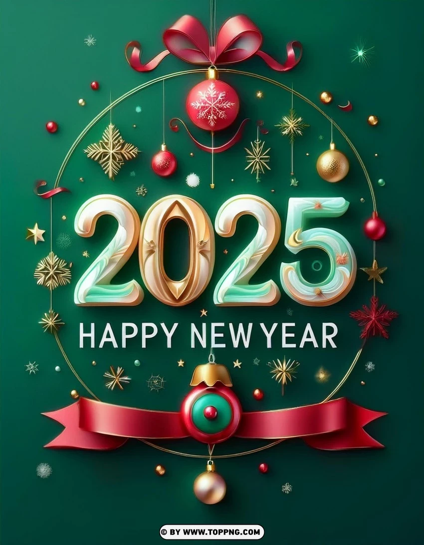 2025 New Year Card With Sparkling Lights PNG Transparent Background