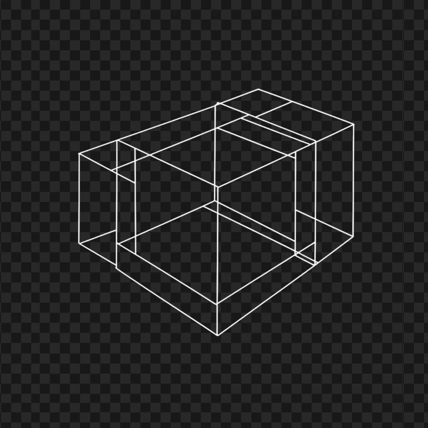 Geometric 3d Cube Horizontal White Line PNG Transparent Background