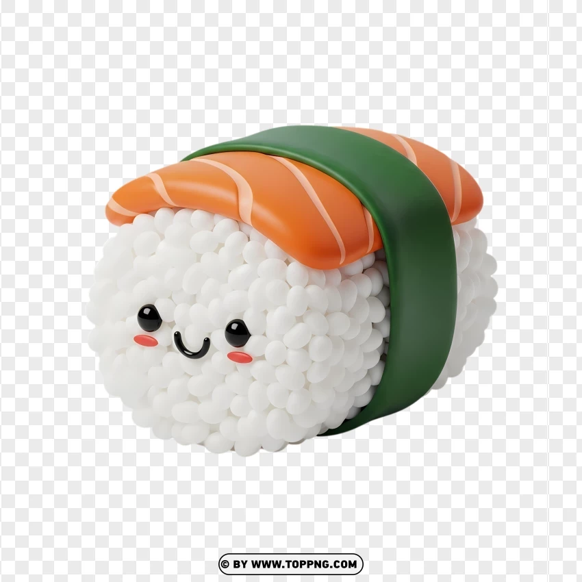 Cute Cartoon Sushi Roll With Salmon And Seaweed PNG Transparent Background