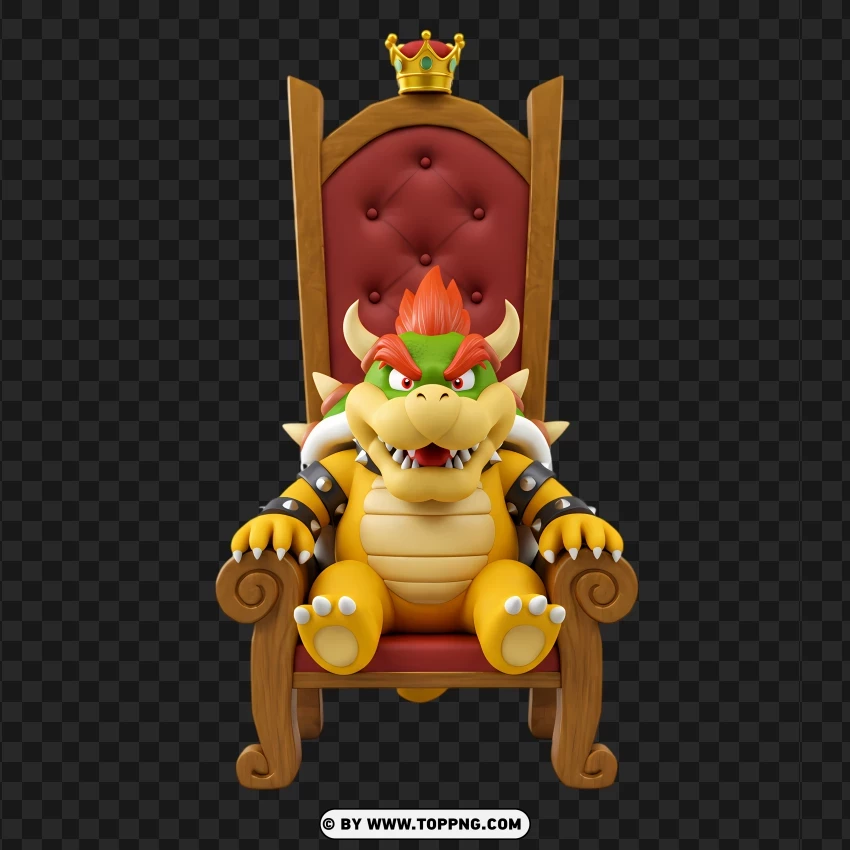 Mini Bowser Sitting On A Throne Artwork PNG Transparent Background