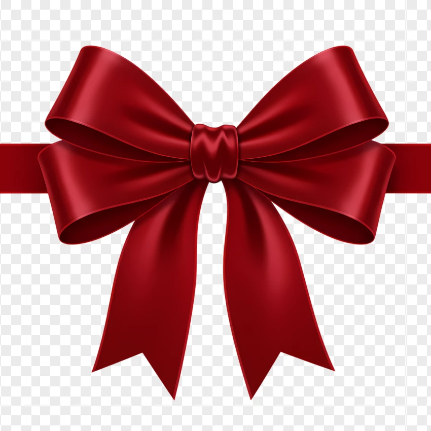 Luxury Dark Red Satin Ribbon Bow PNG Transparent Background