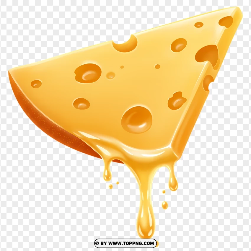 Realistic Melting Swiss Cheese Triangle PNG Transparent Background