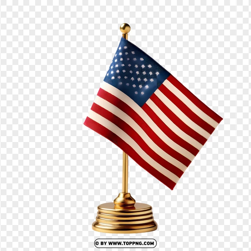 American Desk Flag With Wooden Stand PNG Transparent Background