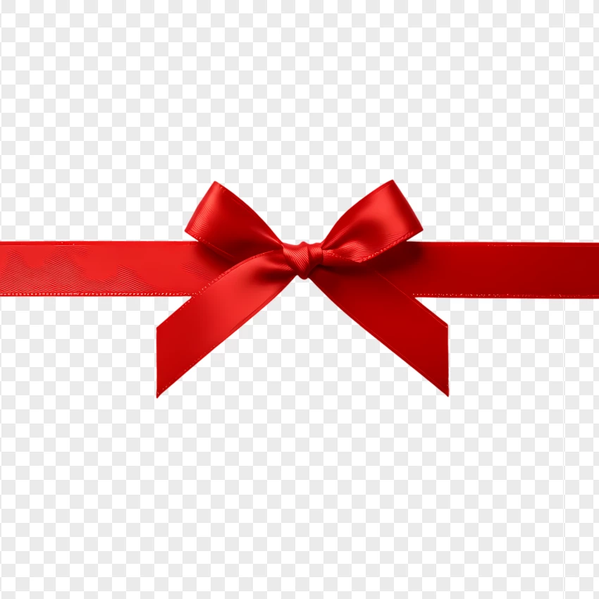 Hd Red Horizontal Gift Ribbon With Bow PNG Transparent Background