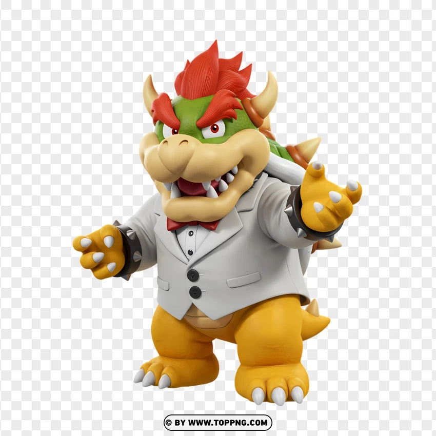 Mini Bowser In Stylish White Suit Hd Image PNG Transparent Background