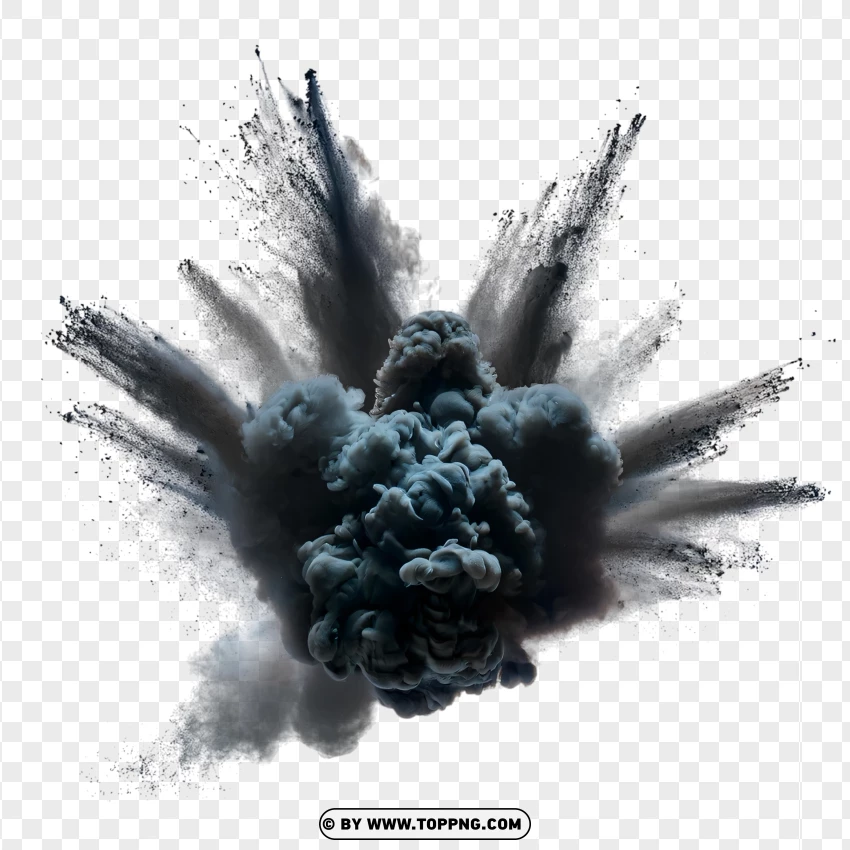 Big Explosion Smoke With Realistic Black Details PNG Transparent Background