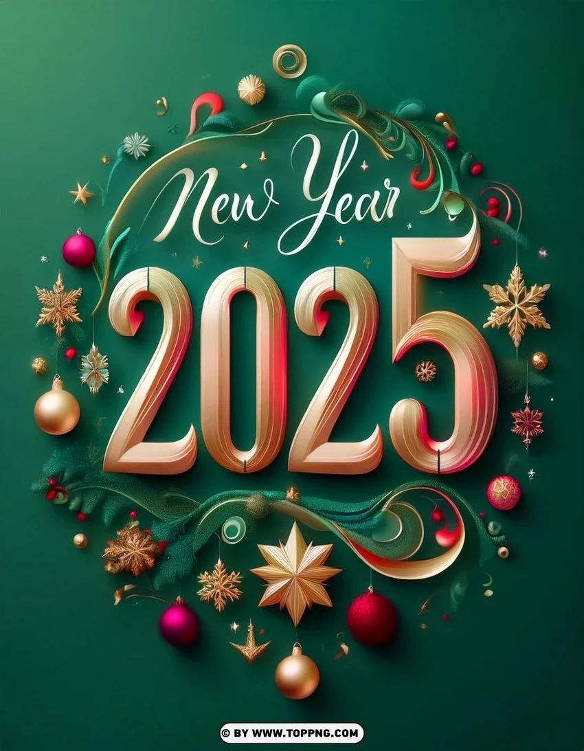 Green And Gold Ideas 2025 Elegant New Year Celebration Card PNG Transparent Background