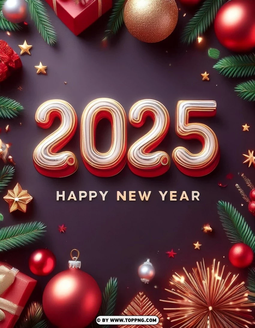 Festive Night Celebrations 2025 Enchanting New Year Card PNG Transparent Background