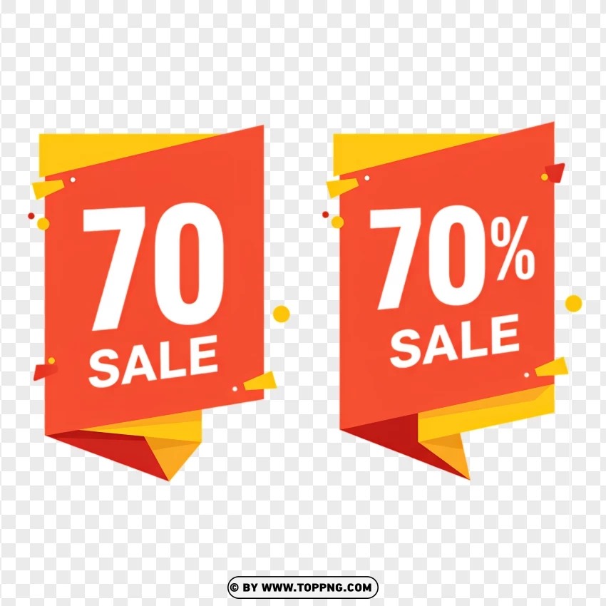 70% Off Sale Label With Bold Red Design PNG Transparent Background