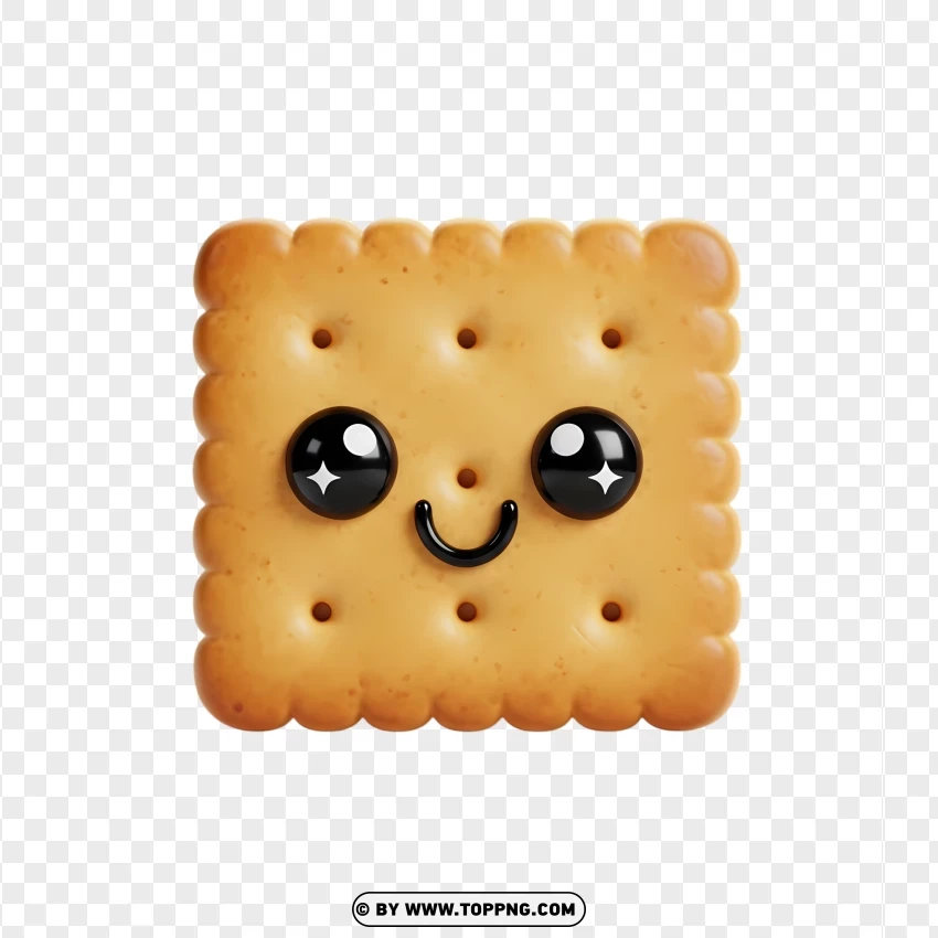 Adorable Kawaii Cracker With Big Eyes And Happy Face PNG Transparent Background