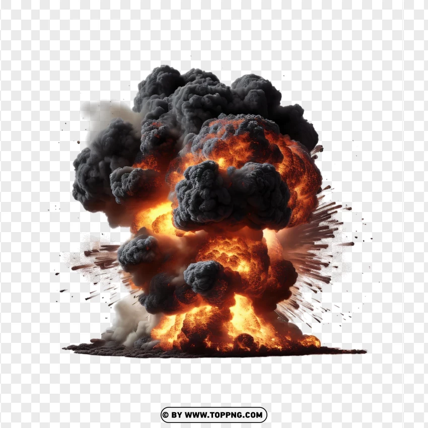 Dark Smoke And Intense Fireball Explosion PNG Transparent Background