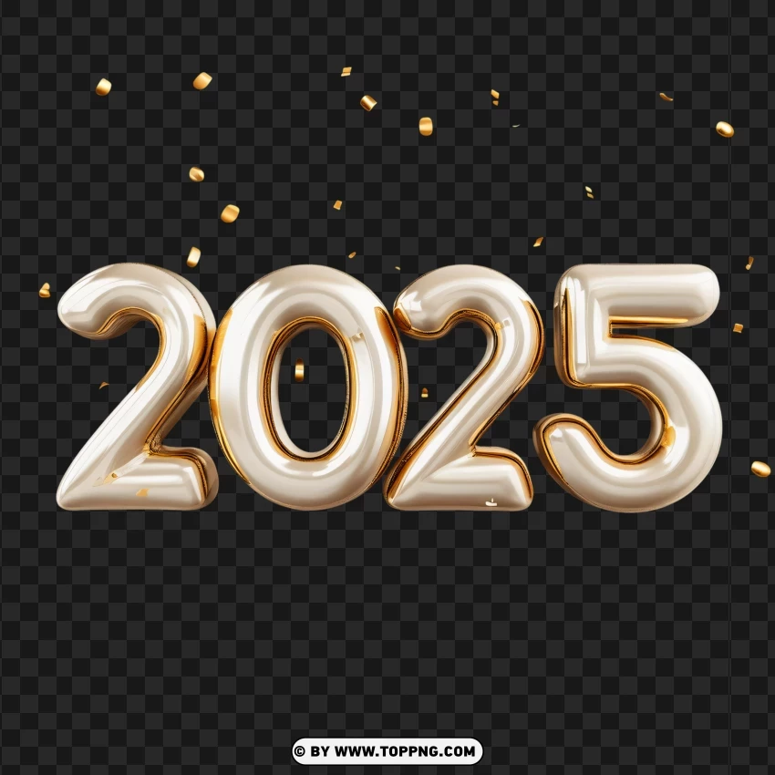 Elegant Gold 2025 Numbers For Celebration PNG Transparent Background