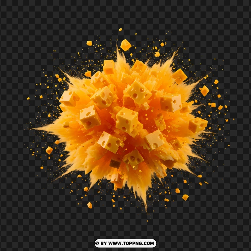 Crispy Explosion Of Cheddar Cheese Cubes PNG Transparent Background