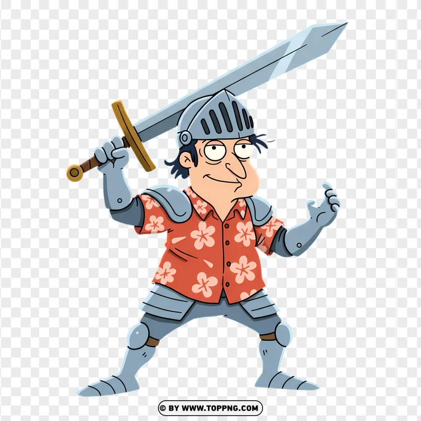 Medieval Knight Glenn Quagmire Holding A Sword PNG Transparent Background