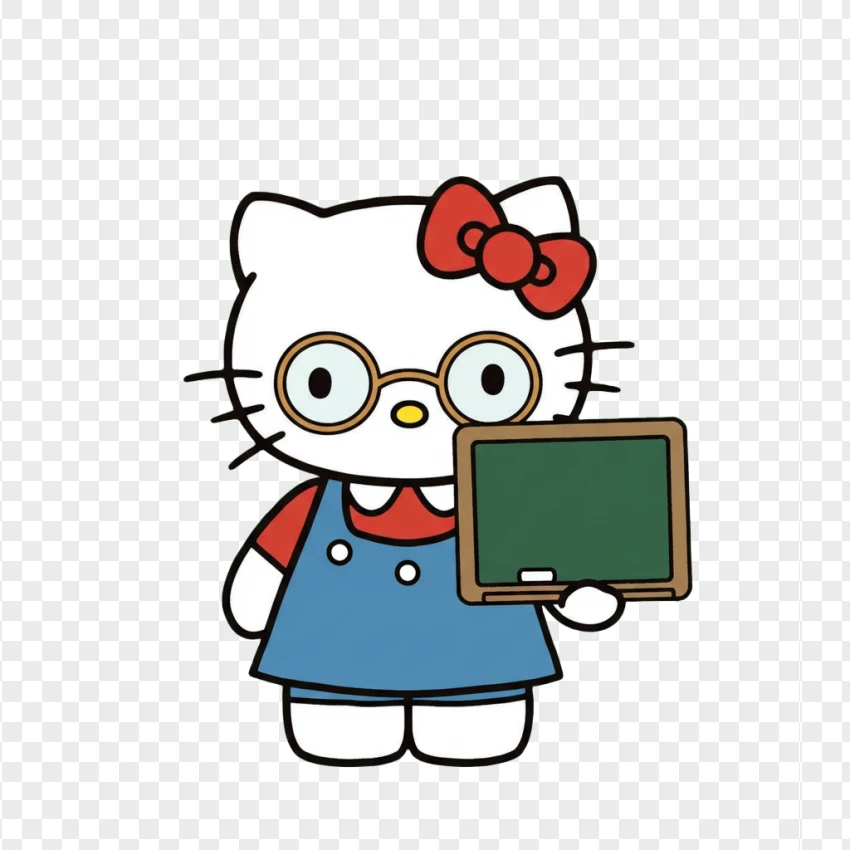 Hello Kitty Teacher With Chalkboard PNG Transparent Background