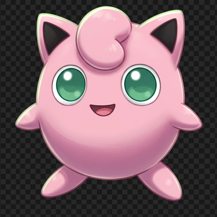 Classic Jigglypuff Face Official Pokémon Design PNG Transparent Background