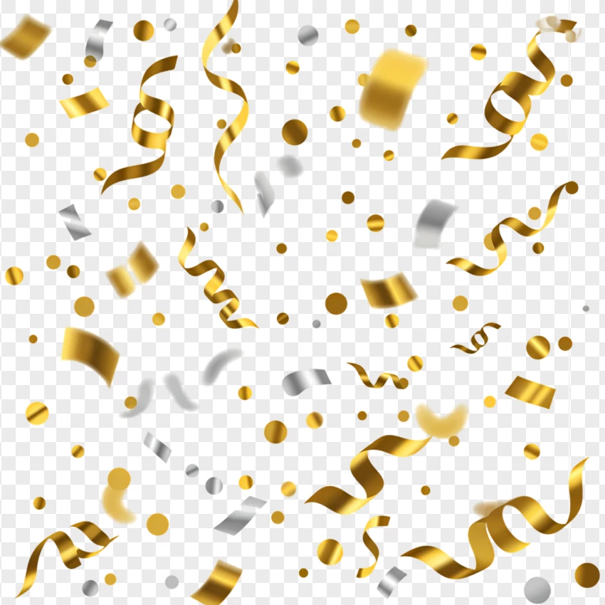 Golden Celebration Confetti PNG Transparent Background