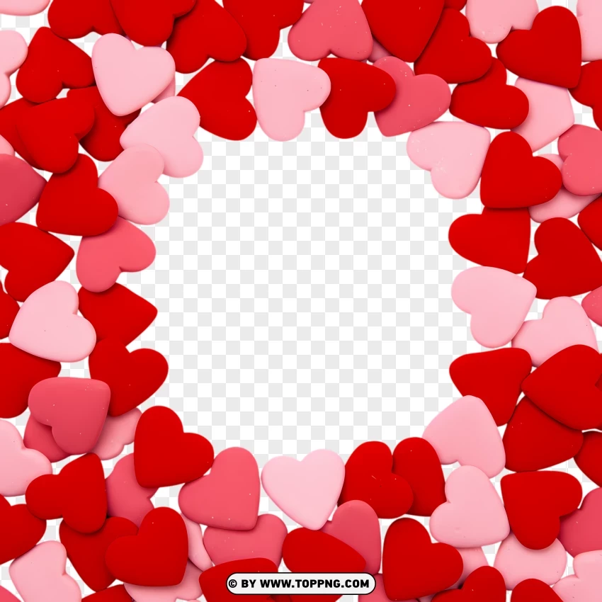 Red And Pink Heart Border For Invitations PNG Transparent Background