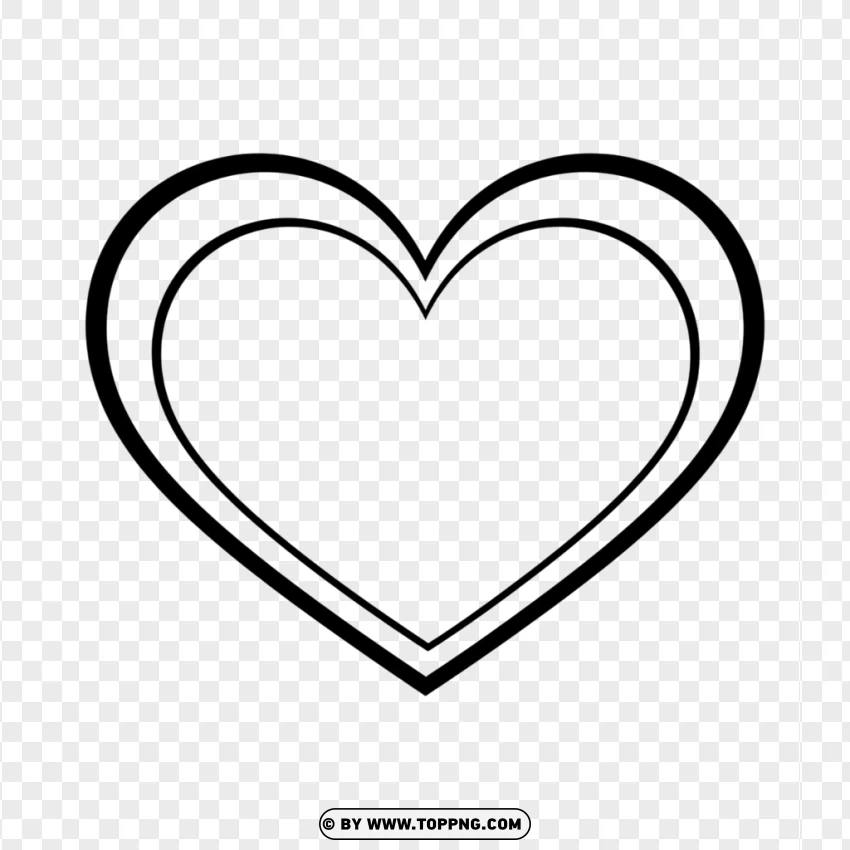 Double Heart Outline Coloring Page Printable PNG Transparent Background