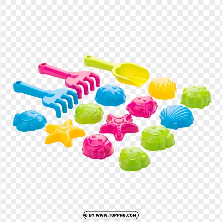 Colorful Plastic Beach Toys Set For Kids PNG Transparent Background