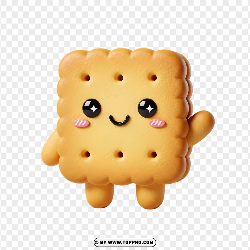 Cute Kawaii Biscuit Character With Soft Smile PNG Transparent Background