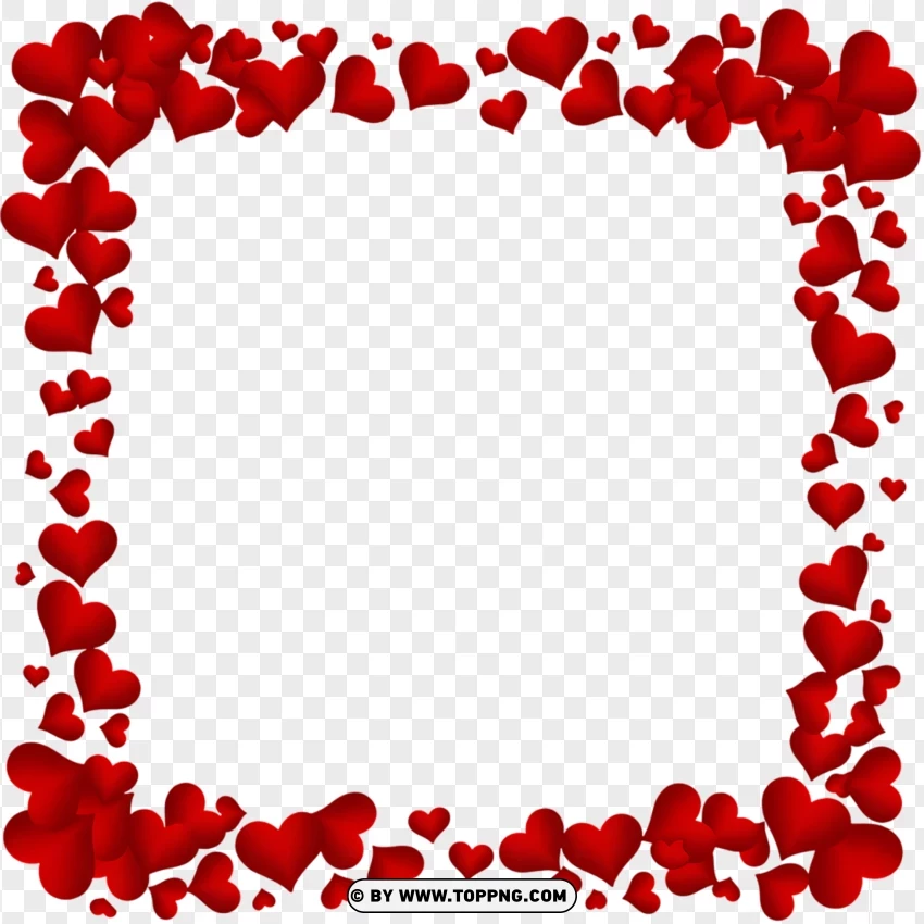 Heart Frame With Falling Red Hearts PNG Transparent Background