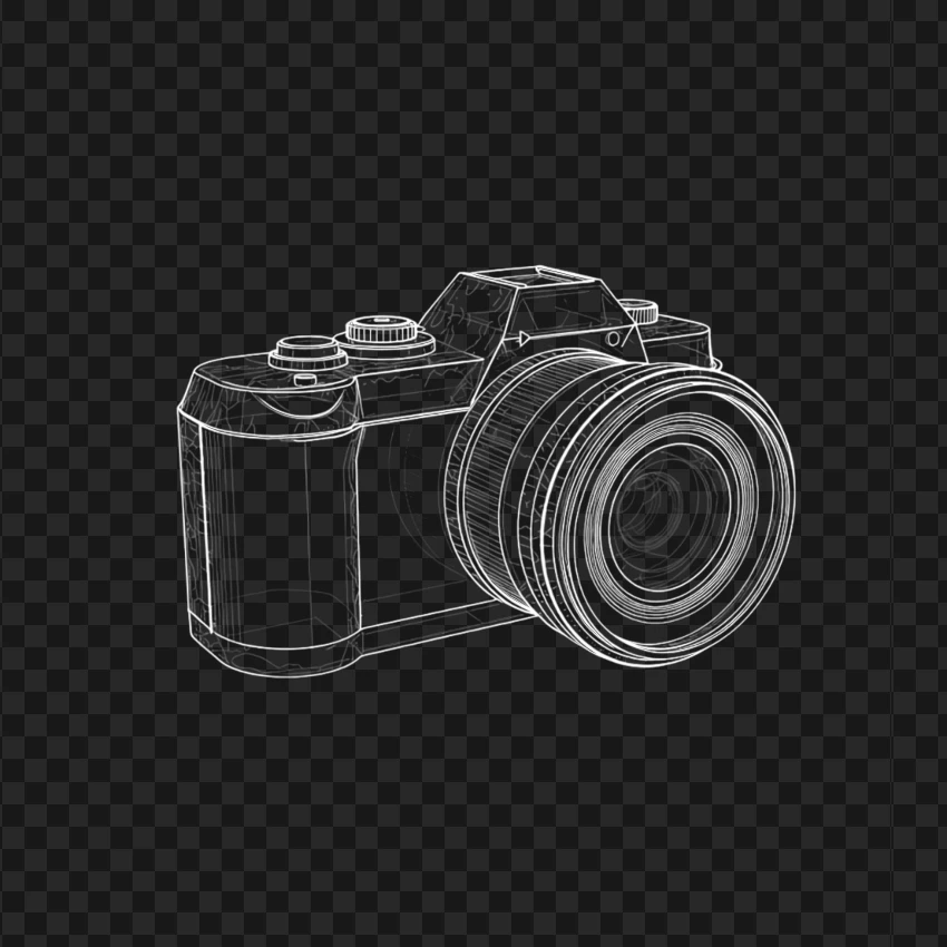 3d Camera Line Art Black And White PNG Transparent Background