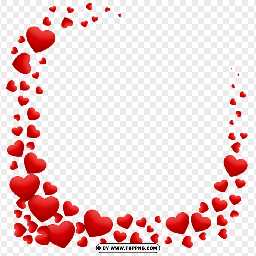 Heart Border With Scattered Effect PNG Transparent Background