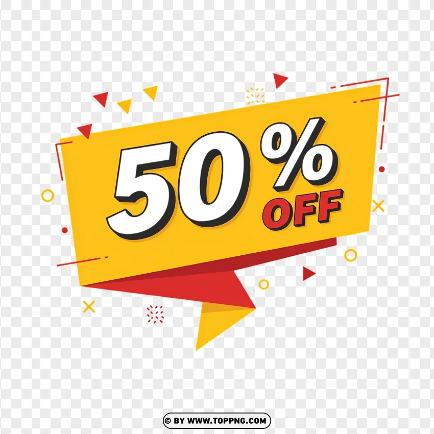 50% Off Sale With Discount Tag PNG Transparent Background