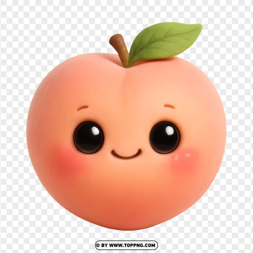 Cute Kawaii Peach In 3d Style PNG Transparent Background