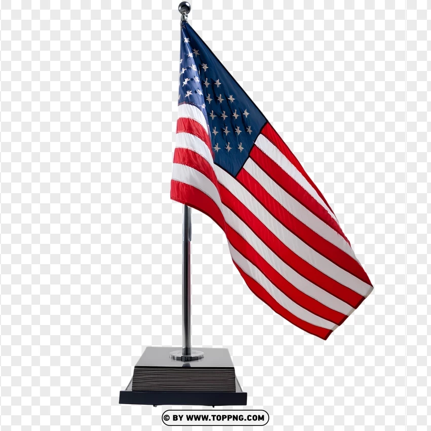 Small American Flag On Black Stand PNG Transparent Background