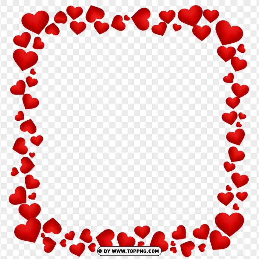 Elegant Heart Border With Small Red Hearts PNG Transparent Background