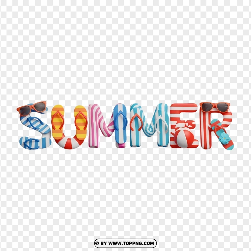Blue Glass Summer Letters With Water Effect PNG Transparent Background