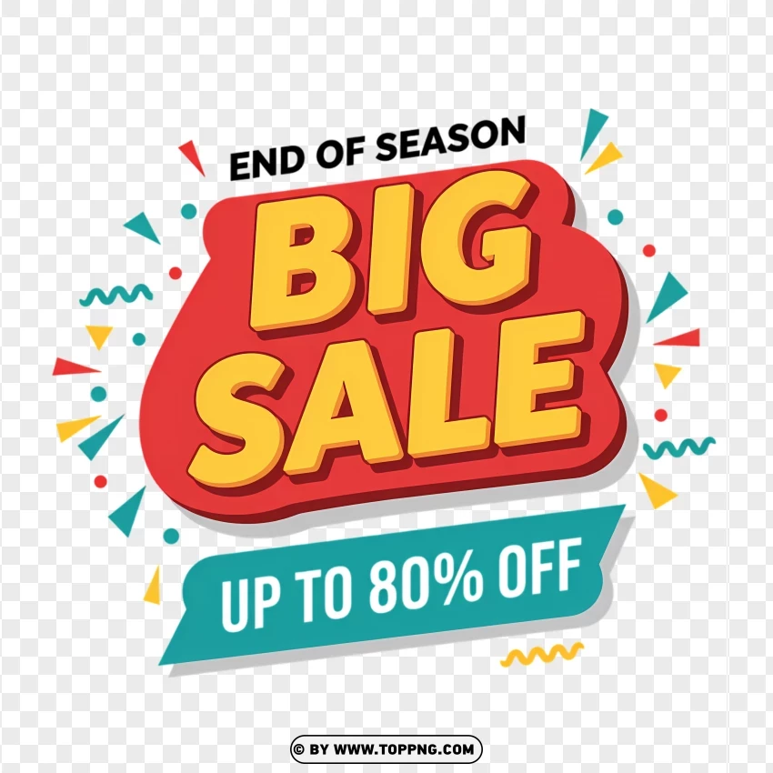 Big Sale Banner With Up To 80% Off PNG Transparent Background